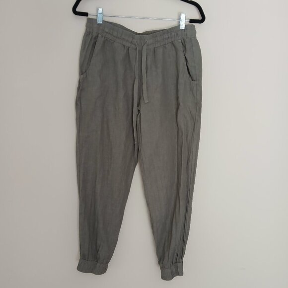 Cloth & Stone 100% Linen Jogger Pants Green Size Small - Picture 2 of 5